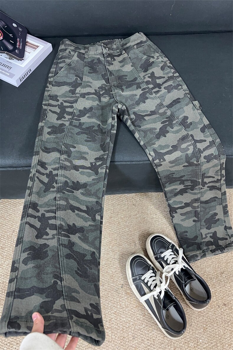 B221美式ins高街宽松拼接迷彩加绒牛仔裤LK24366-特P46控88,男装牛仔裤,电商B221