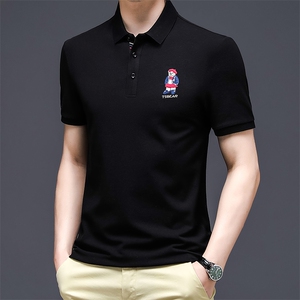 2023新款夏季男短袖POLO衫时尚翻领纯色T恤中年爸爸装半袖上衣P65图片