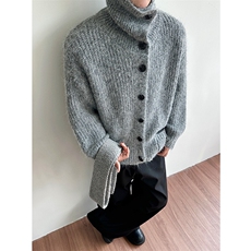 慵懒风单排扣高领加厚毛衣男女针织衫外套B289-J712-P68，男装针织衫/毛衣，电商B289