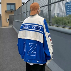 vintage棒球服男ins美式高街可拆卸机车夹克外套赛车服W1518-P63，男装夹克，星座1008-1