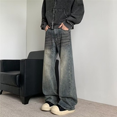 微喇牛仔裤男春秋新款美式高街潮牌复古直筒休闲裤子，男装牛仔裤，星座410-6（原星座1304-1）