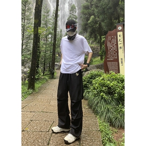 B221 美式ins街头hiphop刺绣宽松褶皱休闲裤子 LK23123-P60 控78图片