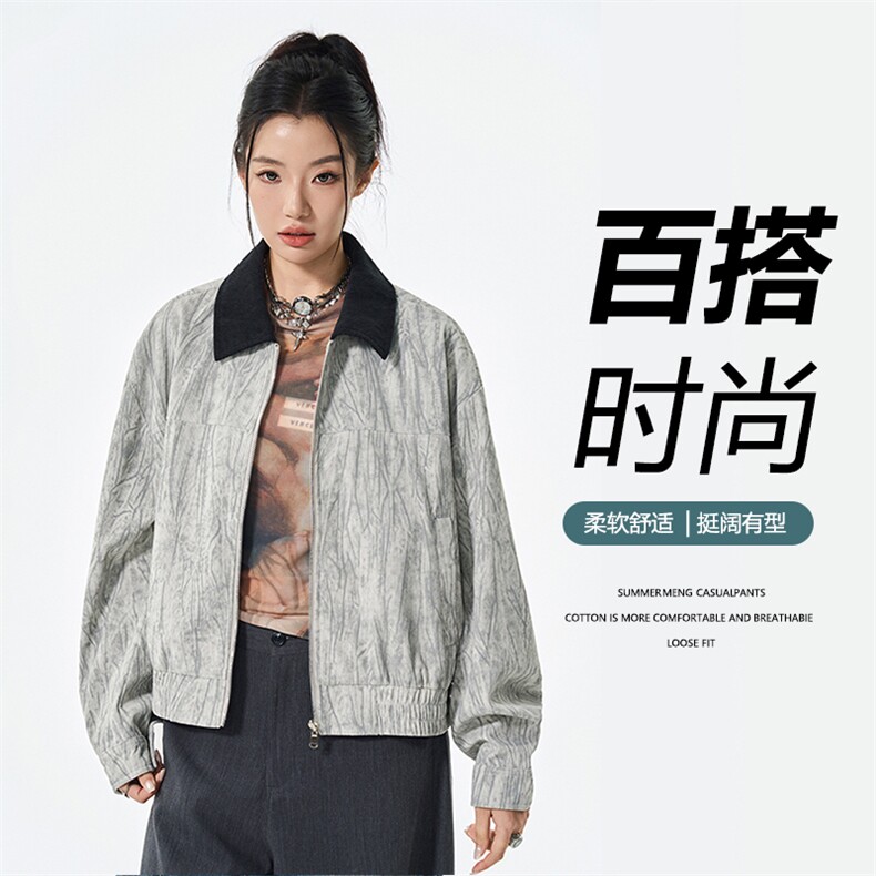 复古工装夹克男2025秋季新款宽松翻领外套夹克上衣JS5622-P78,男装夹克,星座610（原A335）