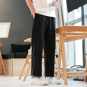 8XL-M亚麻裤男肌理感冰丝薄款休闲裤长裤男宽松百搭情侣裤K919P58图片