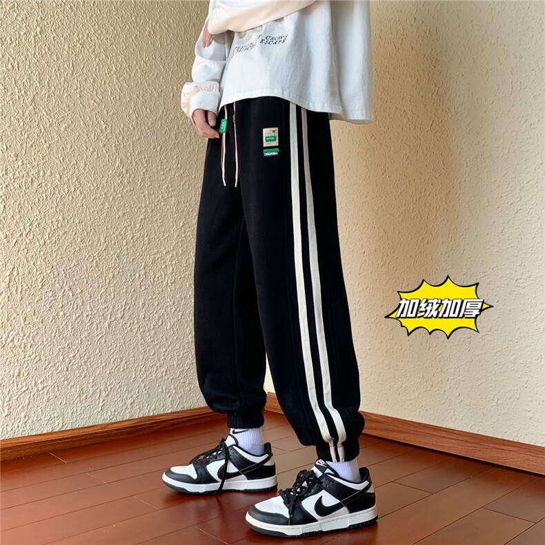 D329-QM547-P60-控78冬季加绒休闲裤男条纹成分65棉35涤纶,男装卫衣,电商D329