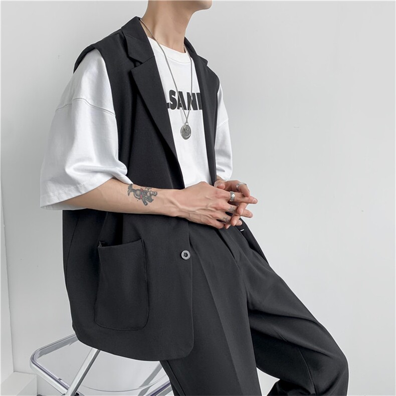 马甲男韩版休闲坎肩外套潮流套装宽松学院风小西服W776-P45,男装背心/马甲,星座512-3