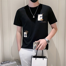 2025新款夏季T恤男短袖潮牌刺绣男装上衣A313-5807-P48，男装T恤，电商A313