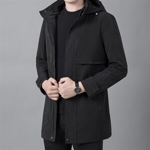 时尚可拆卸帽外套新款冬装风衣休闲中年男士长风衣ASD52112-P300,男装风衣,电商B212（原钱塘6029）