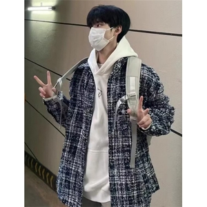 格子衬衫男女美式复古宽松慵懒风春季百搭格纹衬衣外套潮 J8126图片
