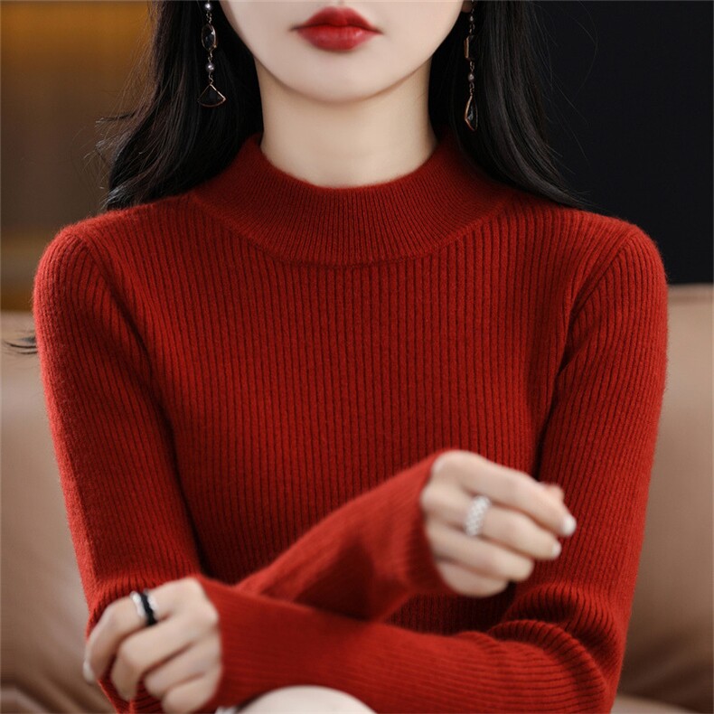 配大衣2025秋冬季内搭修身保暖毛衣女纯色针织衫超显瘦百搭打底衫,针织衫/毛衣,暖姿羊绒