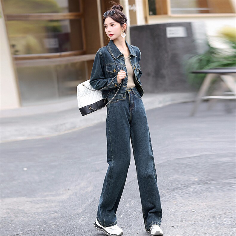 欧货爆款牛仔套装女2025春秋新款干练气质高端工装活泼减龄两件套,女装套装/套裙,意芙