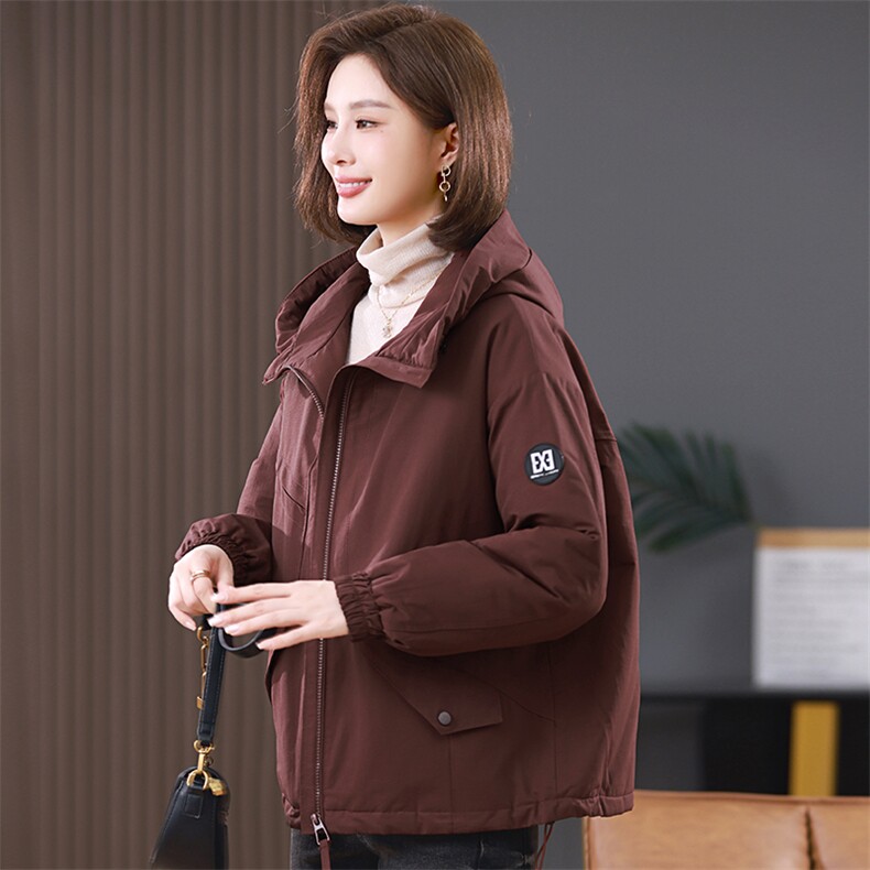 2025冬季连帽时尚休闲加厚保暖舒适棉服,女装棉衣/棉服,独衣靓