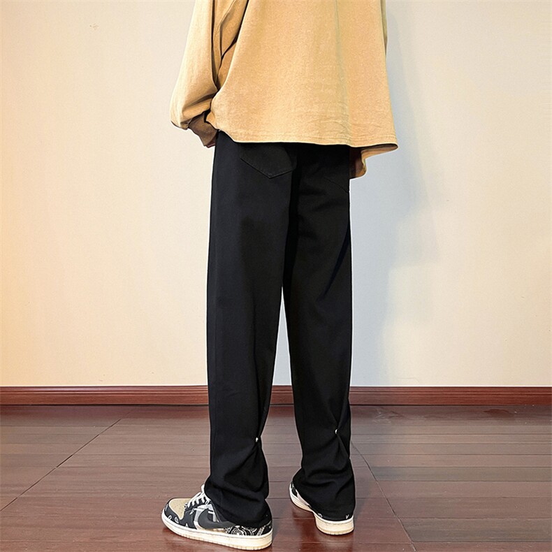 现货秋冬高街直筒阔腿牛仔裤宽松百搭暗扣休闲裤男K616-P50,男装牛仔裤,星座205