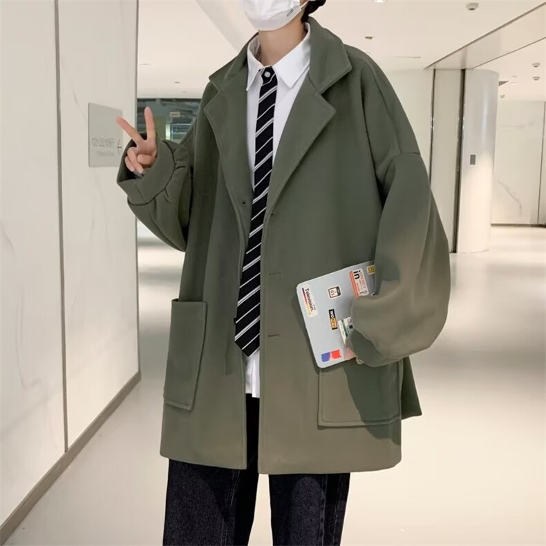 英伦风中长款羊绒风衣秋冬季加厚宽松男士外套毛呢大衣W4861-P46,男装风衣,星座512-2