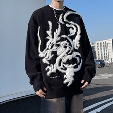 1506-01/MJH-Y931/P34新年红色毛衣男冬季宽提花情侣针织衫，男装针织衫/毛衣，星座1506-1