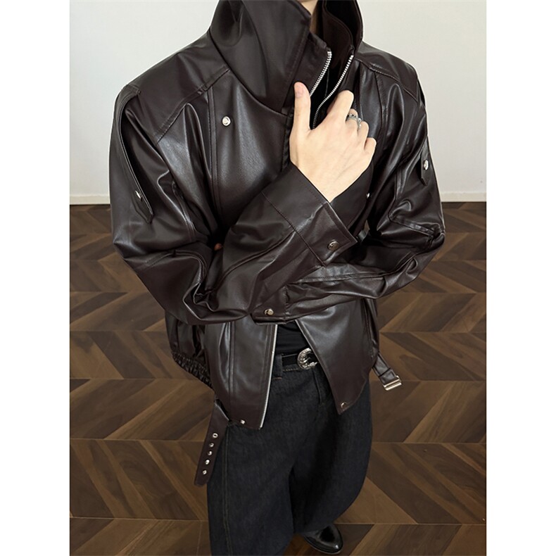 PU9152-TP72美式重工潮流皮衣外套现货，男装皮衣，星座1503