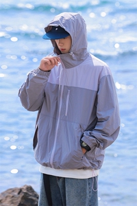 【UPF50+防晒服】X2381-TP40控价68  夏季户外轻薄拼色连帽外套男图片