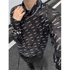 XZ1005-1-TTH0050-批48控68-小众高级感高领透气冰丝打底长袖T恤，男装T恤，星座1005-1
