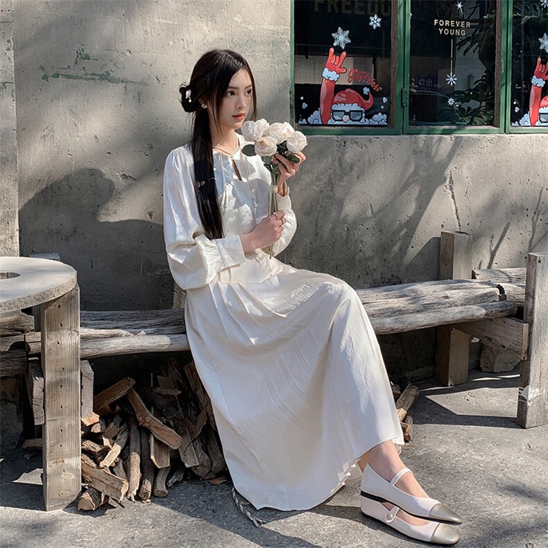 复古女春秋季新款圆领新中式衬衫女长袖上衣，女装衬衫，秀美人生