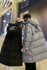 主推过膝棉衣织带三条杠长款加厚情侣羽棉服外套男G1076P168，男装棉衣，电商A339