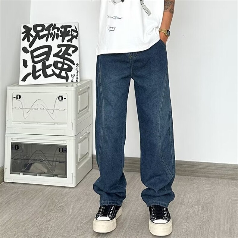 复古水洗直筒牛仔裤男女宽松百搭情侣款垂感裤子夏季NQ08,男装牛仔裤,星座1116A-1（原606A）