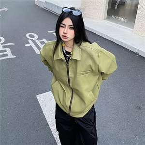 美式机车皮衣女2024年新款中性春秋pu皮夹克短款外套潮W5990-P72图片