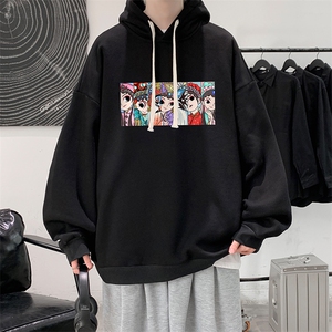 WY2250-P35加绒款-P40京剧脸谱风纯棉连帽卫衣男大码运动帽衫图片