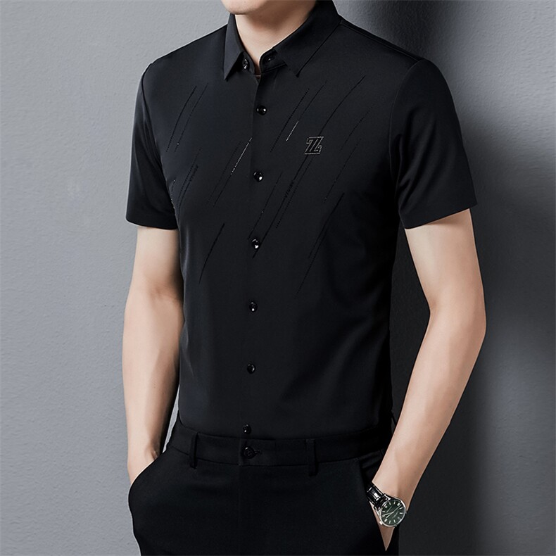 BJ10108180男士2023年夏季新款百搭衬衫男短袖商务休闲衬衣男P65，男装衬衫，电商B360