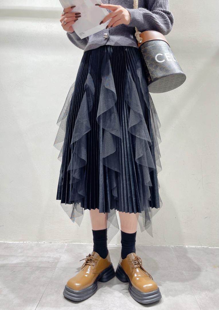 欧货丝绒网纱百褶裙M、L，其它，简 影