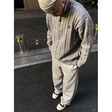 金戈铁马灰色RL半高领拉链毛衣男老钱风慵懒感加厚针织衫NB45P65，男装针织衫/毛衣，电商D256