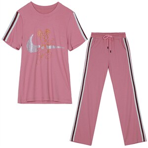 夏季大码女装2024新款时尚阔腿裤显瘦洋气女款套装休闲两件套爆款图片