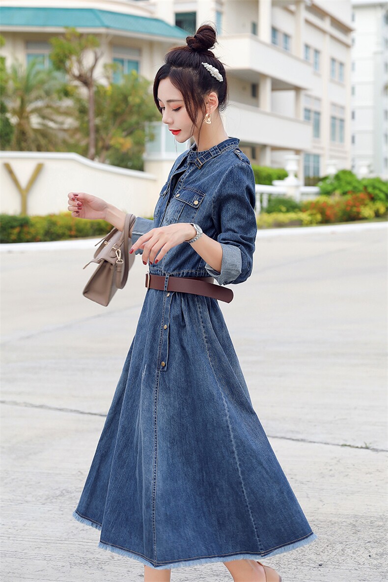 潮流时尚连衣裙舒适长袖2021年春季中长款休闲气质,女装连衣裙,钱塘布衣