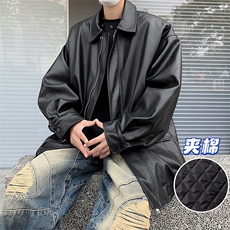 美式复古皮衣外套男秋冬加棉休闲宽松拉PU皮翻领棉服JK0826-P80，男装棉衣，星座308B-2
