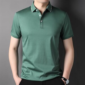 轻奢夏季男士短袖T恤时尚潮流圆领半袖商务纯色上衣服体恤男装图片