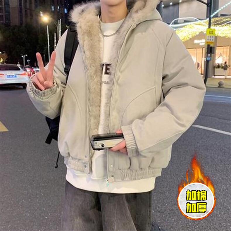现货高品质美式高街冬季重磅硬挺短款座山雕毛领棉衣男女加厚外套,男装棉衣,电商A486-1