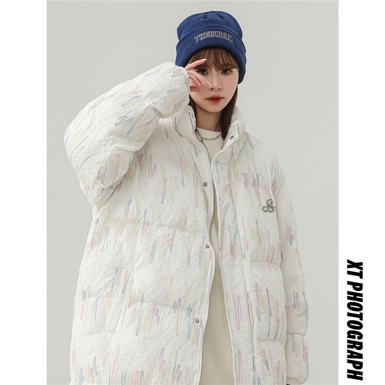 2023冬季新款刺绣棉服宽松百搭中性风棉衣M6064图片