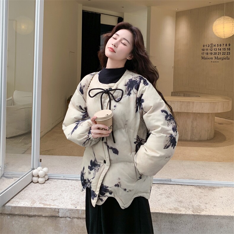 新中式不规则小众设计感短款羽绒服女冬季2025新款加厚白鸭绒外套,女装羽绒服,2C278