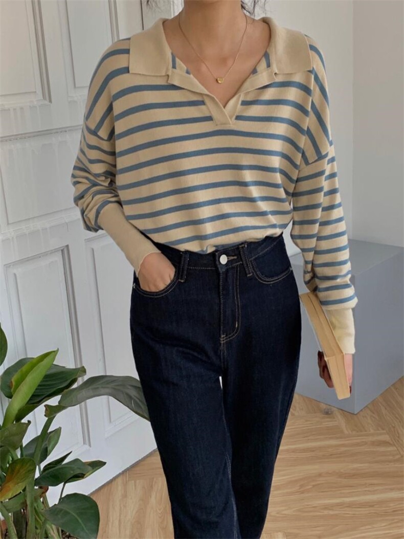 条纹毛衣，女装针织衫/毛衣，FAILISI(2F)