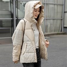 2020冬季新款气质高领连帽短款羽绒服连帽舒适羽绒外套，女装羽绒服，深水步