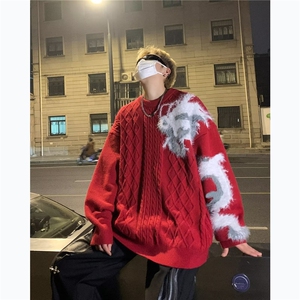 美式圆领毛衣男慵懒风休闲针织衫 HY94 P53图片