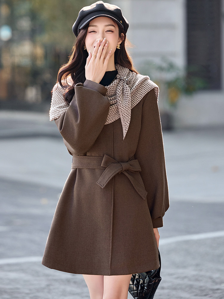 （现货）欣贝拉2025年冬季休闲淑女气质风格毛呢大衣夹棉加厚款,女装毛呢外套,欣贝拉
