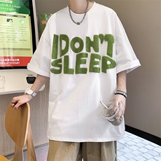 克莱因蓝短袖美式街头个性植绒半袖t恤夏季潮牌上衣T004-P22，男装T恤，星座512-2