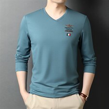 QLM55183男士2023年春季新款长袖t恤青年休闲潮流纯色P55，男装T恤，电商B360