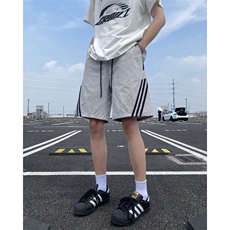 夏季新款潮流透气条纹短裤宽松网眼五分裤B315-K24205-特p30控58，男装牛仔裤，电商B315