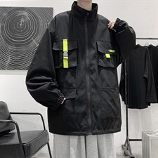 港风ins秋季大码口袋潮酷男工装外穿夹克上衣 JK80 P85 限118图片