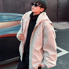 2024新款美式秋冬加厚毛领座山雕连帽夹克外套男女保暖棉服M6155，男装夹克，星座506