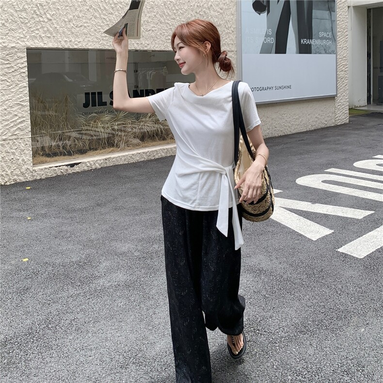 休闲T恤阔腿裤套装女夏2025新款巨好看又酷又飒穿搭两件套高级感,女装套装/套裙,2C129