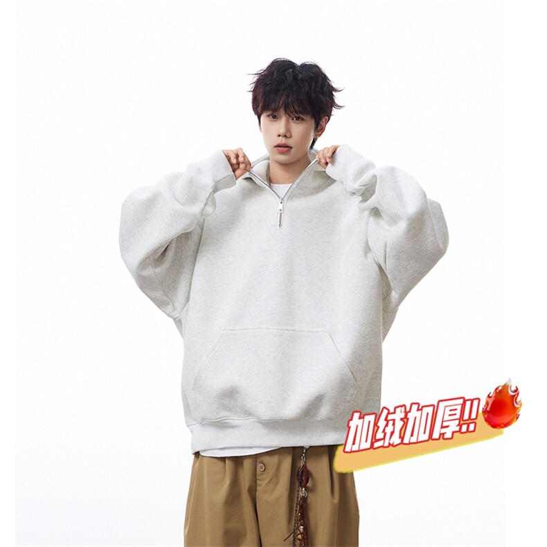 连帽加绒奥粒绒卫衣重磅无帽绳500克拉链硬挺外套男RH5305JR-P59,女装短外套,星座610B-1