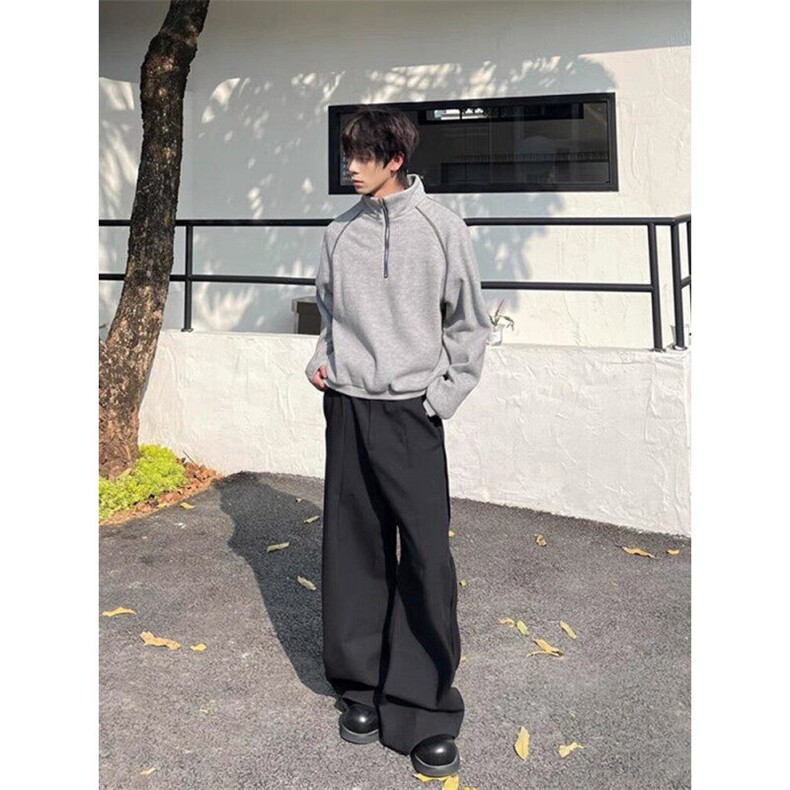 复古面料带纹理重磅高质量肌理半拉链卫衣ZW0115-P55,男装卫衣,星座313A(原308A-2)