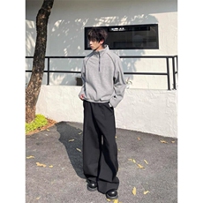 复古面料带纹理重磅高质量肌理半拉链卫衣ZW0115-P55，男装卫衣，星座313A(原308A-2)